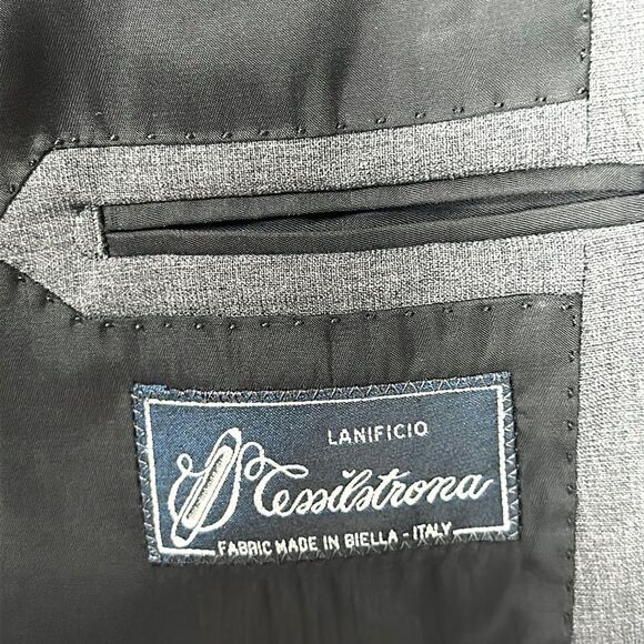 Brunelli with Tessilstrona Italy Men’s 100% Wool Gray Suit Jacket Blazer 42L - Picture 12 of 14